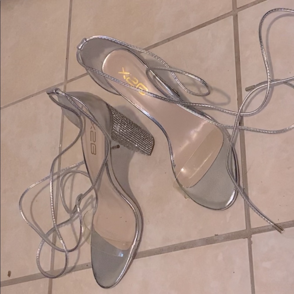 Silver Laced Up Heels